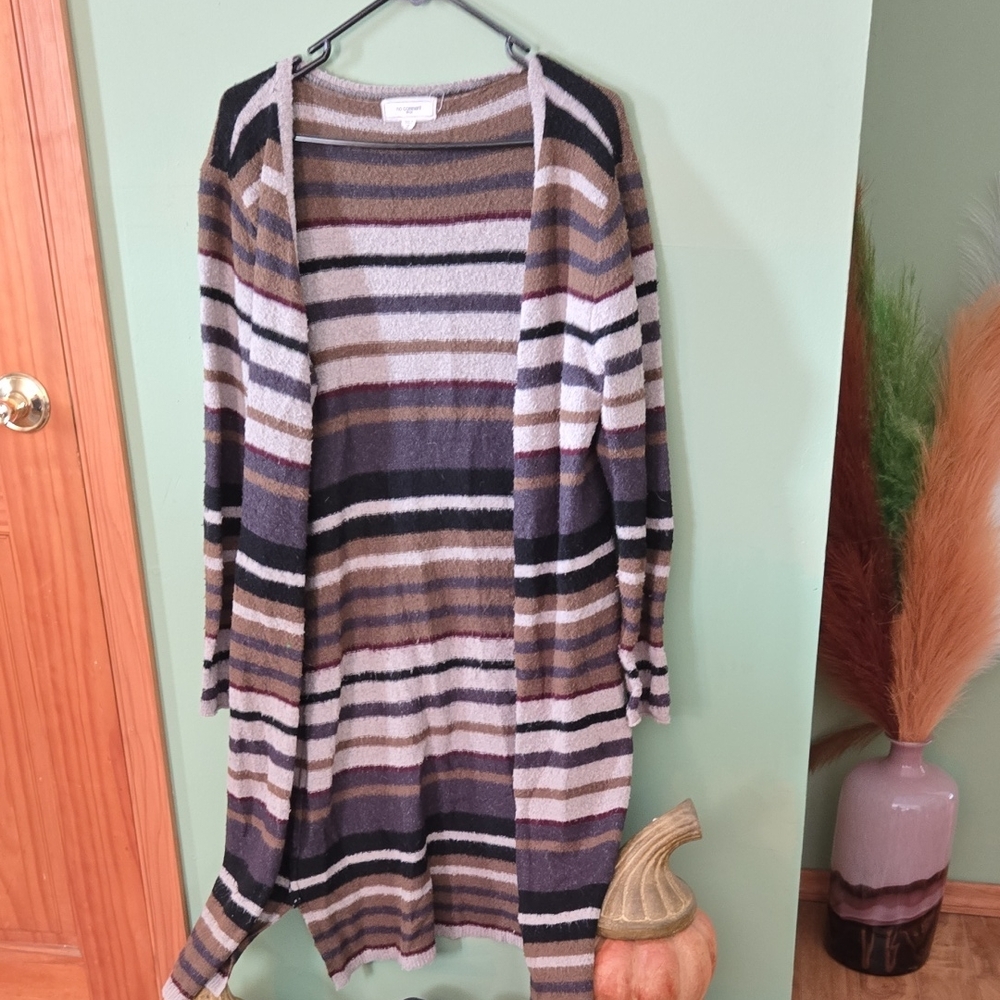 Elegant Striped Open-Front Cardigan